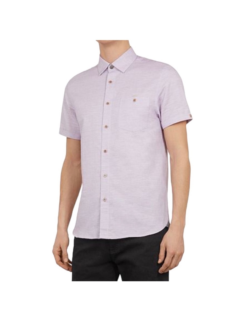 Ted Baker Clion Lavender Linen Short-Sleeve Button-Down Men’s Shirt - Size 4